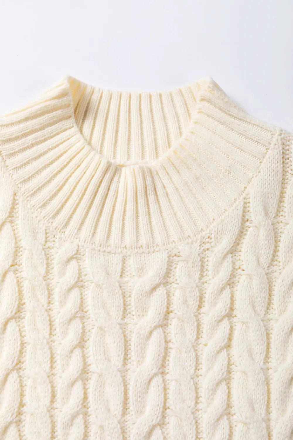 Oatmeal Cable Knit High Neck Sweater Vest - Love Salve